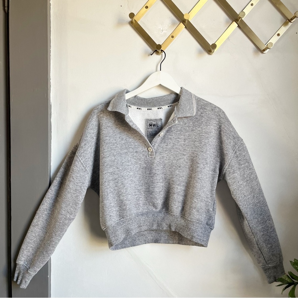 MWL Betterterry Cropped Polo Shirt in Heather Pepper